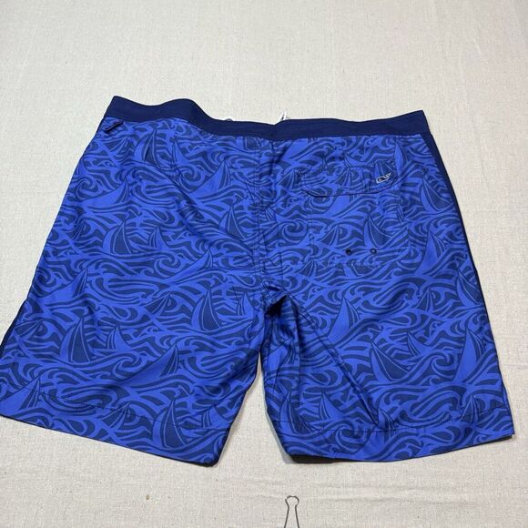 Vineyard Vines Shorts Mens XXL Blue Board Shorts Swim Trunks Tropical Sail Beach - Picture 2 of 7